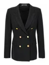 Tagliatore Fitted Double-breasted Button Blazer In Black