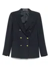 Tagliatore Structured Double-breasted Jacket Gold Buttons In Blue