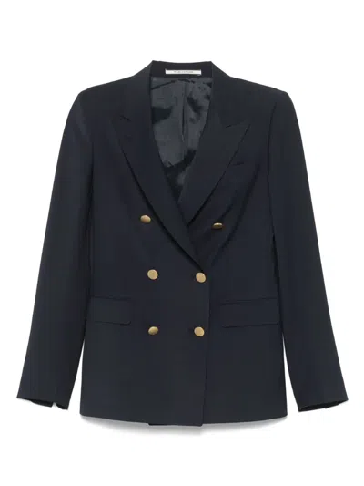 Tagliatore Linen Tailleur With Metal Buttons In Blue