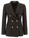 Tagliatore Double-breasted Peak Lapel Blazer In Brown