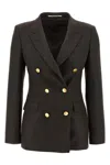 Tagliatore Double-breasted Peak Lapel Blazer In Brown