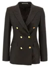 Tagliatore Double-breasted Peak Lapel Blazer In Brown