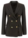 Tagliatore Double-breasted Peak Lapel Blazer In Brown