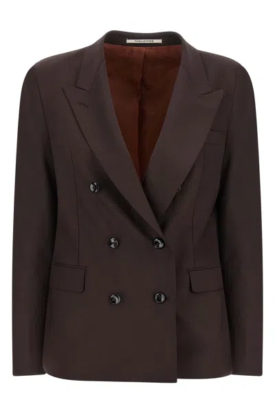 Tagliatore Parigi Double-breasted Peak-lapels Blazer In Brown