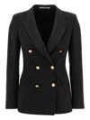 Tagliatore Double-breasted Wool Jacket With Peak Lapels In Black