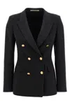 Tagliatore Double-breasted Wool Jacket With Peak Lapels In Black