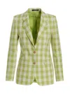 Tagliatore Paris Checkered Blazer Jacket With Front Pockets In Green