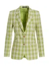 Tagliatore Paris Checkered Blazer Jacket With Front Pockets In Green