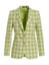 Tagliatore Paris Checkered Blazer Jacket With Front Pockets In Green