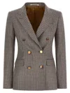 Tagliatore Double-breasted Houndstooth Blazer In Gray