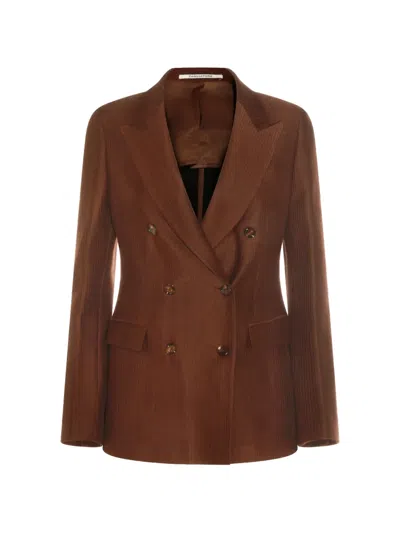 Tagliatore Parigi Buttoned Blazer In Brown