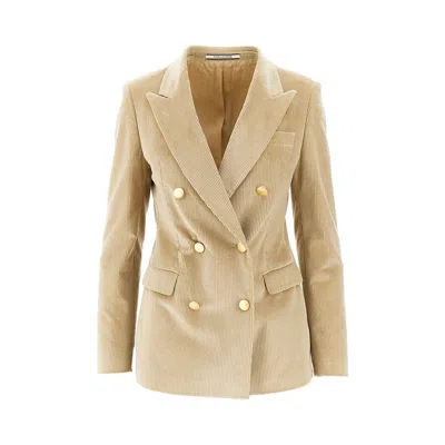 Tagliatore 'parigi' Corduroy Double-breasted Jacket In Neutral