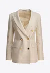 Tagliatore Tailored Double-breasted Jacket With Textured Fabric In Neutral