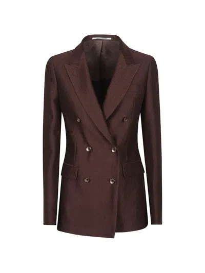 Tagliatore Parigi Double-breasted Blazer In Brown