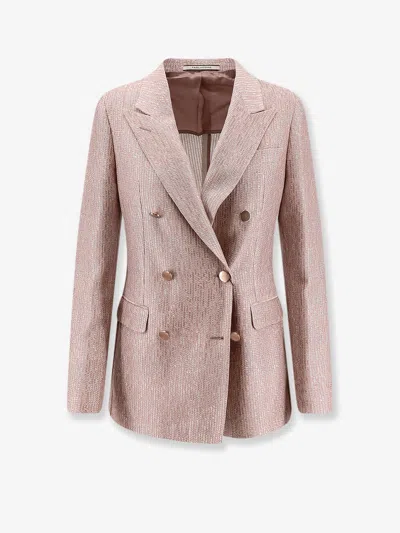 Tagliatore Parigi Double-breasted Cotton Blazer In Pink