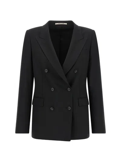 Tagliatore Jasmine Double-breasted Wide-lapel Tailored Jacket In Black