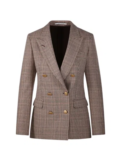 Tagliatore Parigi Double-breasted Checked Blazer In Braun