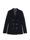 Tagliatore Double Breasted Jacket Front Pockets Notch Lapels In Blue