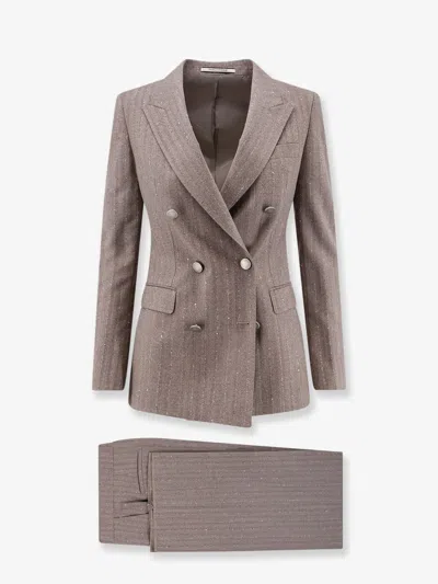 Tagliatore Parigi Double-breasted Virgin Wool Tailleur In Purple