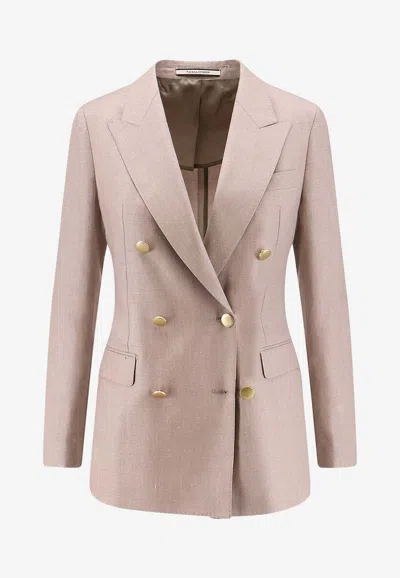 Tagliatore Parigi Double-breasted Wool Blend Blazer In Brown