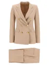 Tagliatore Striped Suit With Notched Lapels And Reinforced Shoulders In Pink