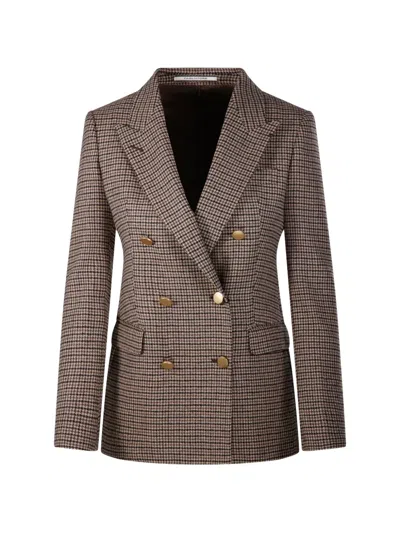 Tagliatore Parigi Houndstooth-pattern Double-breasted Blazer In Braun