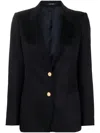 Tagliatore J-parigi Single Breasted Jacket In Black Viscose Blend In Blue