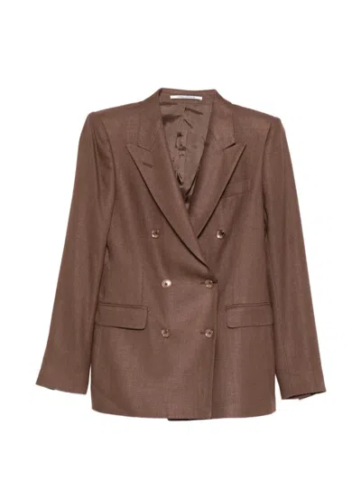 Tagliatore Double-breasted Blazer In Brown