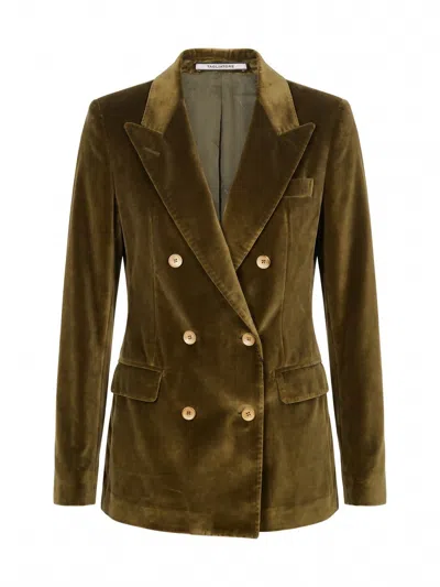 Tagliatore Parigi Double-breasted Velvet Blazer In Green