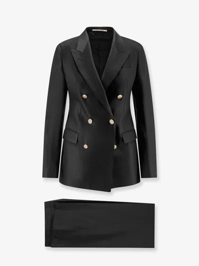 Tagliatore Parigi Linen And Viscose Suit In Black