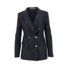 Tagliatore Double-breasted Linen Jacket In Blue
