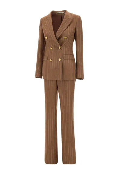 Tagliatore Parigi Linen Two-piece Suit In Brown