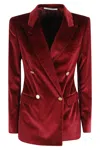 Tagliatore Velvet Double-breasted Jacket In Red