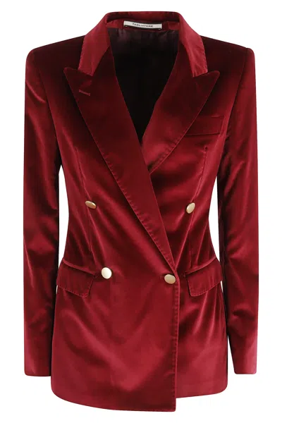 Tagliatore Velvet Double-breasted Jacket In Red