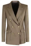 Tagliatore Double-breasted Tailored Wool Jacket With Notch Lapel In Gold