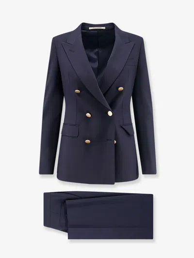 Tagliatore Parigi Stretch Virgin Wool Tailleur In Blue