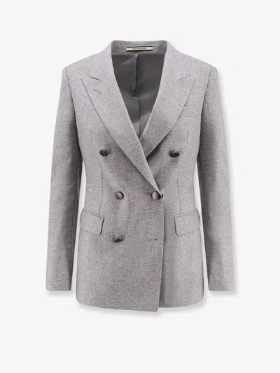 Tagliatore Parigi Virgin Wool And Cashmere Blazer In Gray