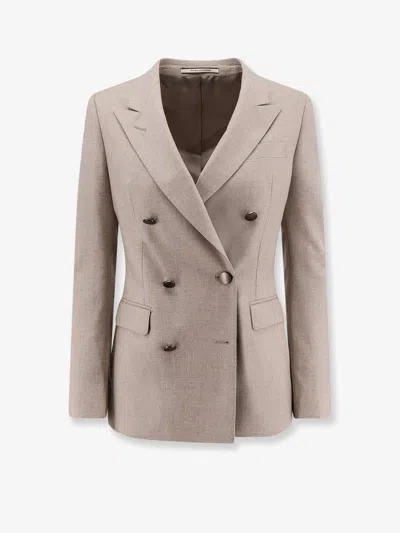 Tagliatore Parigi Virgin Wool And Cashmere Blazer In Neutral