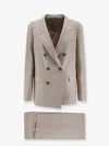 Tagliatore Parigi Virgin Wool Suit With Pinstriped Pattern In Brown