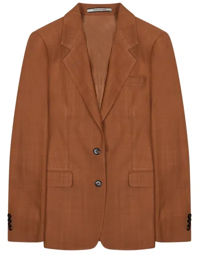 Tagliatore Parigi Viscose Blend Tailored Blazer In Brown