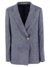 Tagliatore Women's Paris - Linen And Viscose Double-breasted Blazer In Blue