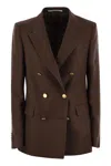 Tagliatore Double-breasted Jacket  J-parigi Made Of Linen In Brown