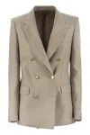 Tagliatore Paris Linen Double Breasted Blazer In Beige