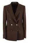 Tagliatore Double-breasted Brown Jacket In Linen Women In Brown