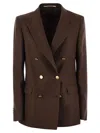 Tagliatore Double-breasted Jacket  J-parigi Made Of Linen In Brown