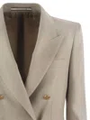 Tagliatore Paris Linen Double Breasted Blazer In Ecru