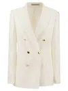 Tagliatore Wool Blend Double-breasted Blazer In White