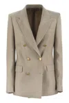 Tagliatore Paris Linen Double Breasted Blazer In Beige