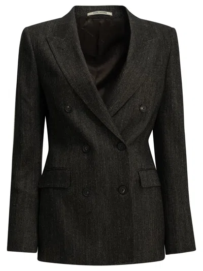 Tagliatore Paris Herringbone Blazer In Black