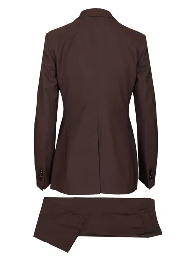Tagliatore Paris Double-breasted Suit Dresses Bordeaux In Brown